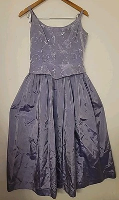 Vestido Vintage Gunne Sax Jessica McClintock Púrpura Tafetán L 9/10 Caprichoso Hada Foto 1 de 4