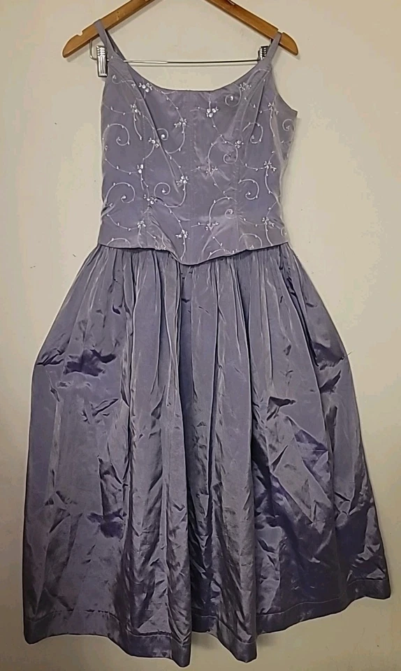 Vestido Vintage Gunne Sax Jessica McClintock Púrpura Tafetán L 9/10 Caprichoso Hada Foto 1 de 4