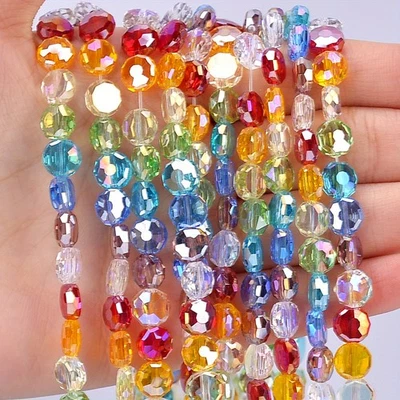  Craft Mixed color Simulated Crystal Round Loose Bead Faceted Cut Section Glossy - Image 1 of 4