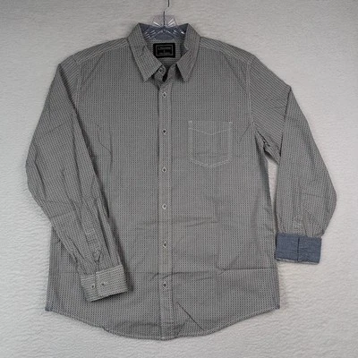 J. Peterman Shirt Mens Sz Large White Black Abstract Long Sleeve Button Up - Image 1 of 4