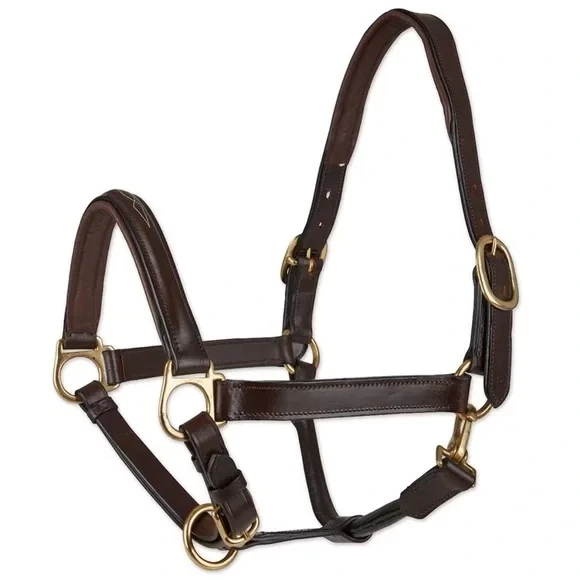 Halter acolchado Plymouth de SmartPak Pony cuero marrón elegante costura elevada Foto 1 de 4
