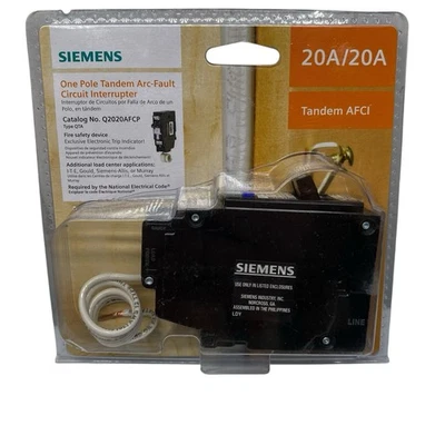 Siemens Q2020AFC 120V 20A 1-pole Tandem CAFCI Type QTA Circuit Breaker - Black - Image 1 of 3