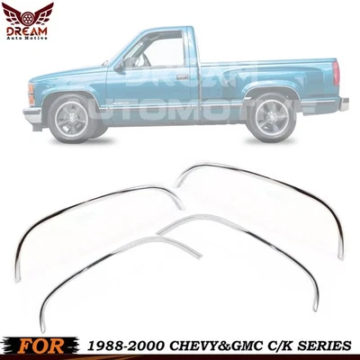 New Front & Rear Fender Trim Chrome Set of 4 For 1988-2000 Chevy&GMC C/K Series Foto 1 de 4