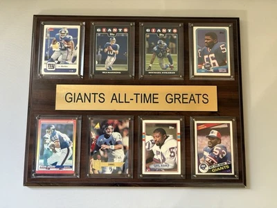Placa de 8 tarjetas de los New York Giants All-Time Greats Leyendas de la NFL Strahan Manning Taylor Foto 1 de 4
