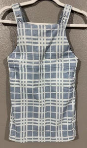 Burberry Girls Sz 8Y Blue Plaid Jumper Shift Dress Adjustable Straps - Picture 1 of 9