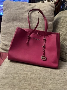 Michael Kors Tote Bag With Laptop Sleeve Fuchsia Hot Pink - Picture 1 of 7