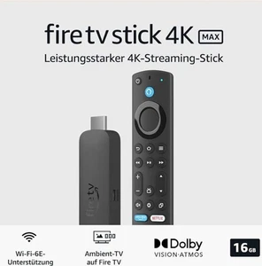 Amazon Fire TV Stick 4K Max, unterstützt Streaming über Wi-Fi 6E, Ambient-TV - Bild 1 von 3