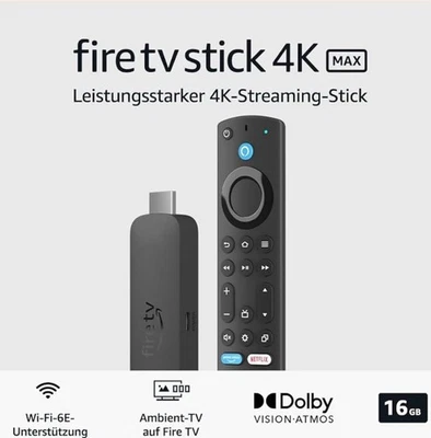 Amazon Fire TV Stick 4K Max, unterstützt Streaming über Wi-Fi 6E, Ambient-TV - Bild 1 von 3