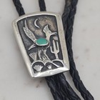 VTG 50s Rare Bennett C-31 Sterling Turquoise Roadrunner Bolo Tie Pat Pend EXC