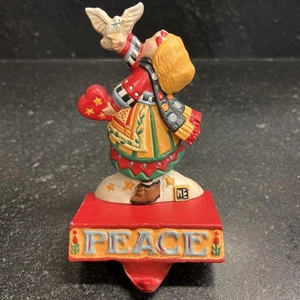 Mary Engelbreit Cast Iron Christmas Stocking Holder Midwest Cannon PEACE - Picture 1 of 5