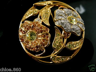 PIN FLOR ARMONÍA SWAROVSKI FIRMADO ~ BROCHE RETIRADO RARO NUEVO CON ETIQUETAS Foto 1 de 4