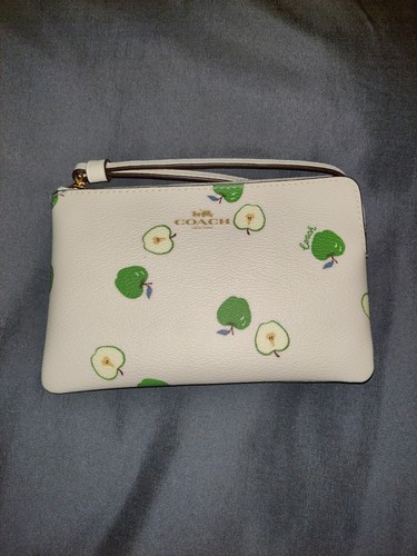 Bracciale COACH con zip angolare e stampa mela verde nuovo con etichetta