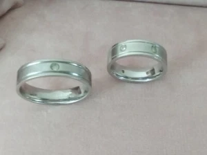 2er Set EDELSTAHL RINGE Größe 56 + 70 Freundschaftsringe Zirkonia Hochzeit Q4 - Bild 1 von 7