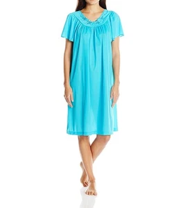 Shadowline Short Gown with Flower Petal Embroidery and Flutter Sleeves - 36280 - Picture 1 of 17