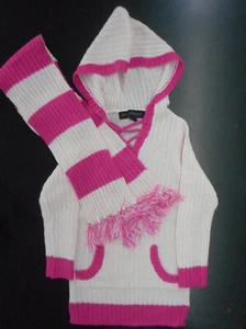 Girls Derek Heart Girl Pink Hooded Long Sleeve Top W/T Scarf 2PC Set Sizes 4 -6X - Picture 1 of 4