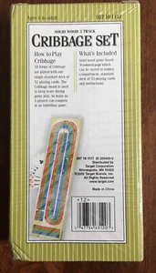 Solid Wood Cribbage Set Folding 3 Track Board with Playing Cards - Picture 1 of 5