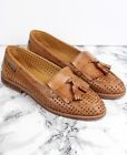 RUSSELL & BROMLEY Woven Lattice Tan Brown Leather Loafers, Size EU 37 / UK 4