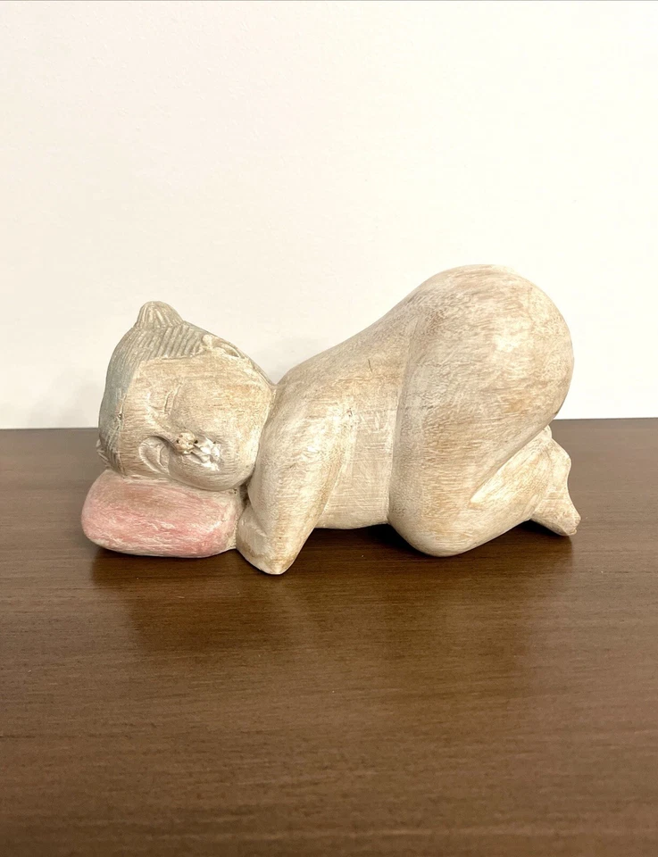 Antique Asian Hand Carved Wood Boy Sleeping Opium Pillows - Image 1 of 4