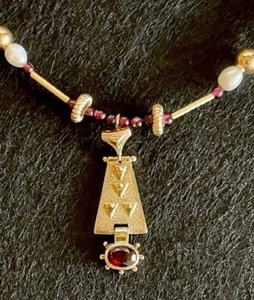 Garnets Galore Featured in Gorgeous One of a Kind Beaded Necklace - Picture 1 of 5