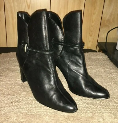 Colin Stuart Women 9M Black Leather High Heel Ankle Boots  - Image 1 of 4