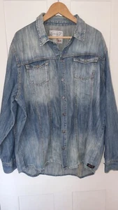 7 SEVEN FOR ALL MANKIND Denim Blue Button Front Shirt SIZE XXL 52" CHEST - Picture 1 of 4