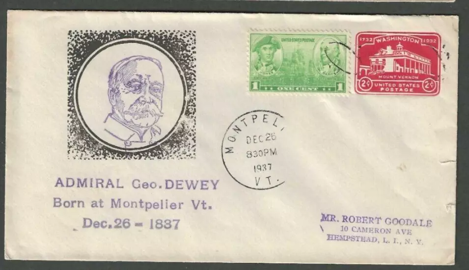 1937 Montpelier Vt Honoring Admiral Geo Dewey Born 1837 - Image 1 of 1