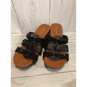 MINNETONKA WEDGE LEATHER ADJUSTABLE STRAP SANDALS SZ11 NWOB - Picture 1 of 6