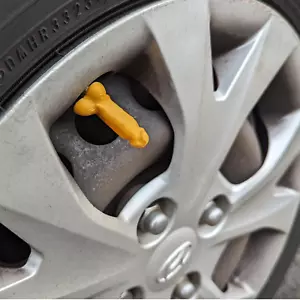4X Custom Novelty Dark Gold Penis Dick Willy Tyre Valve Dust Caps Car Dustcap - Picture 1 of 2