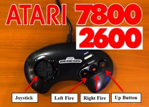 Sega Genesis Modded Controller Joystick for Atari 7800 & 2600 Mod 2600+ & 7800+ - Picture 1 of 5