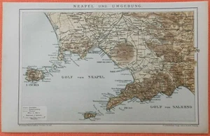 NEAPEL und Umgebung Ischia Capri Amalfi Landkarte 1894 Golf von Neapel - Picture 1 of 2