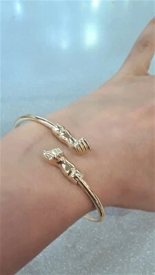 Freedom Fist 金色开口手镯手链袖口小饰品嘻哈黄铜 — 第 1/2 张图片