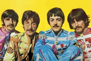Set of TWO 5x7 Beatles Sgt Peppers Lonely Hearts Club Cotton FABRIC Blocks - Picture 1 of 1