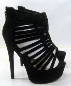 NEW Black 6.5"High Stiletto Heel 2"Platform PEEP TOE Shoes WOMEN Size 6.5 - Picture 1 of 6