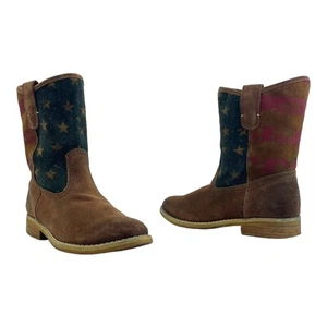 DENIM & SUPPLY Womens 6.5 Suede Leather Ayla Boots Engineer Pull On USA Flag - Picture 1 of 15