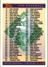1994 Topps Traded #132T Checklist 1-132 