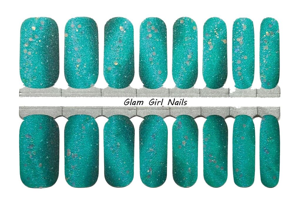 Green Chunky Glitter Nail Polish Strips / Nail Wraps / Nail Stickers