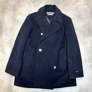 Tommy Hilfiger Wool Jacket Womens Medium Button Up Outdoor Military Coat, Black - Picture 1 of 10
