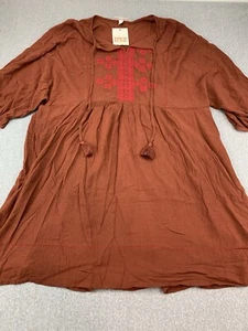 Vestido Campesino Knox Rosa Para Mujer Talla XL Marrón Bordado Borlas Boho Lagenlook - Imagen 1 de 17