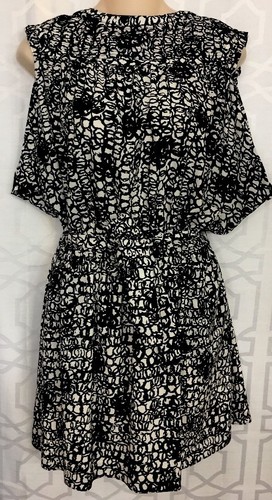 Abito Balenciaga nero bianco stampa cravatta in vita taglia 38