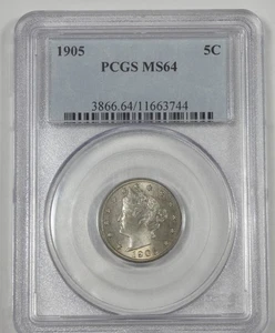 1905 Liberty/"V" Nickel CERTIFIED PCGS MS 64 5c - Bild 1 von 4