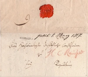 Bayern 1817, HAMBACH.R.4. klar auf gesiegeltem franco Brief n. Regensburg - Picture 1 of 1