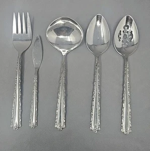 Set 5 Oneida Deluxe Houston Pattern Stainless Flatware Serving Pieces - Picture 1 of 7