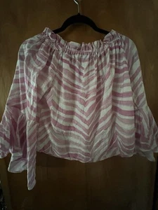 I Linen Lifestyle Coastal Boho Festival Lg Linen Pull Over Blouse Gathered Neck - Picture 1 of 7