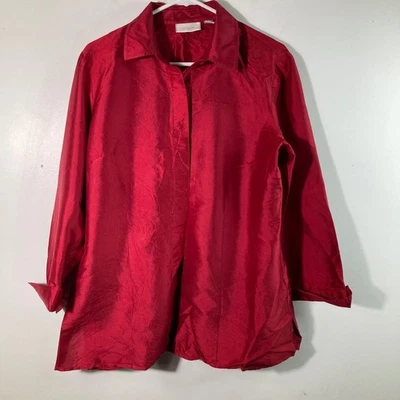 Camisa túnica Chicos roja con cuello de seda abotonada talla 2/USL Foto 1 de 4