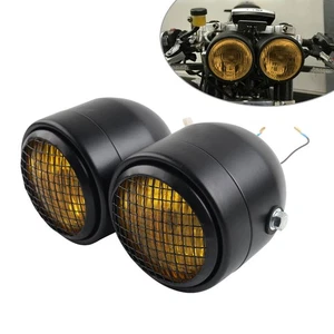 Schwarz Twin Dominator Scheinwerfer Dual Lamp Street Doppelscheinwerfer vorne - Picture 1 of 8