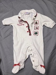 Vintage Small Steps Baby's First Christmas One-piece 0 3 Months White Outfit - Picture 1 of 7