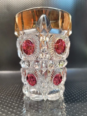 EAPG U.S. Glass Bull's Eye #15117 Glass Tumbler with Ruby Stain and Gold Gild - Image 1 of 4