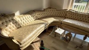 Vintage French Provincial 3 Section Sofa (boomerang Shape)  - Picture 1 of 13
