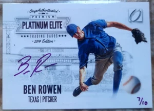 2014 ONYX PLATINUM ELITE BEN ROWEN-PURPLE AUTO-7 OF ONLY 10!!!!-RANGERS - Picture 1 of 2