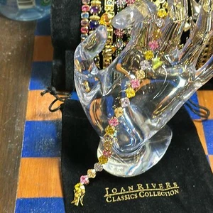 JOAN RIVERS Multicolor Pastel Solid Crystal Lily Flower Goldtone Bracelet - Picture 1 of 4